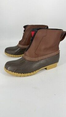 L.L. Bean Zip‑Front Duck Boots — Women’s 7–8 — Gently Used Plaid Interior